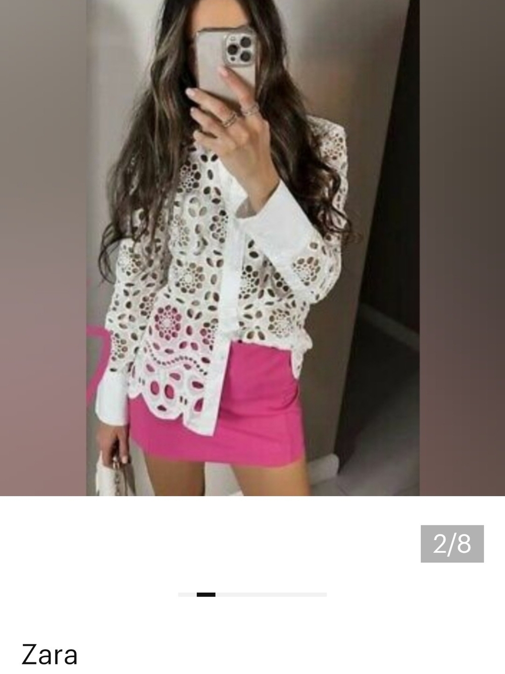 NWT Zara White Eyelet Button-Up Top XL
